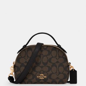 Coach Signature 1591 Serena Satchel Bag In Brown Black
