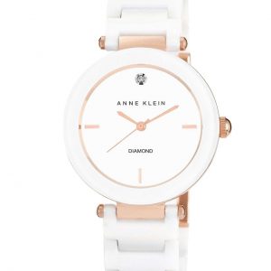 (PREORDER) ANNE KLEIN WOMEN'S DIAMOND DIAL CERAMIC WATCH AK1018RGWT