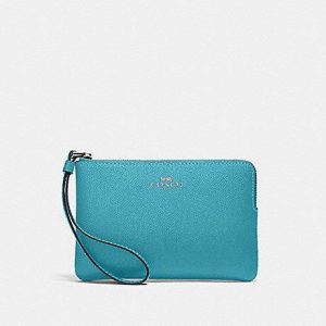 Coach Corner Zip Wristlet 58032 (SV/Aqua)