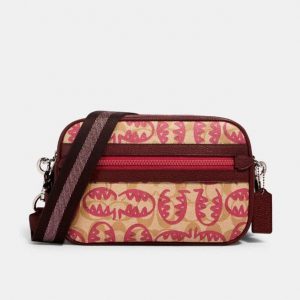 Coach Signature Ves Jes 1504 Crossbody Bag With Rexy In Eletric Pink Multi