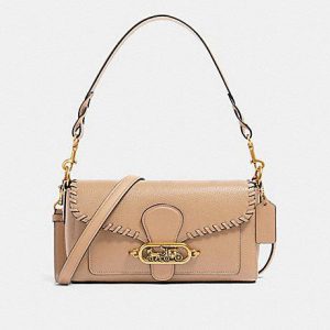 Coach Small Jade 91025 Shoulder Bag With Whipstitch In Taupe