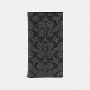 Coach Signature Slim 91663 Passport Wallet In Charcoal