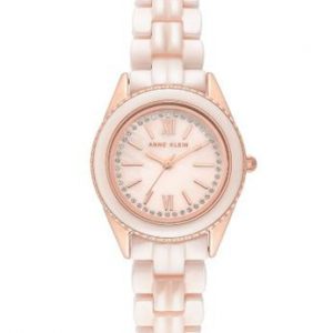 Anne Klein Swarovski Crystal Accented Ceramic Analog Watch AK-3410LPRG