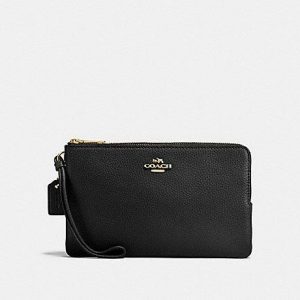 COACH DOUBLE ZIP WALLET F87587 (IMITATION GOLD/BLACK)