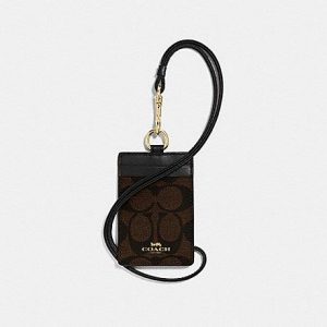 COACH LANYARD IN SIGNATURE CANVAS F63274 (BROWN/BLACK/LIGHT GOLD)