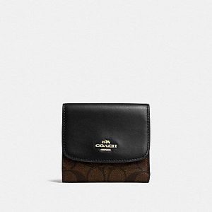 Coach Signature Small Wallet F87589 In Brown Black