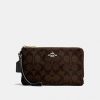 COACH_DOUBLE_ZIP_WALLET_IN_SIGNATURE_CANVAS_F16109_BROWN_BLACK_IMITATION_GOLD