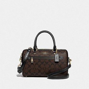 Coach Rowan Satchel In Signature Canvas F83607 In Brown Black