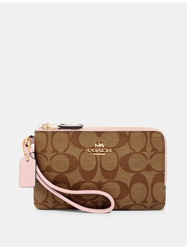 Double-Corner-Zip-Wristlet-In-Signature-Canvas-BLOSSOM