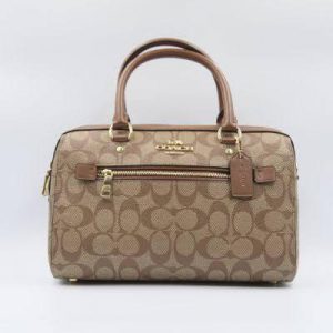 Coach Signature Rowan F83607 Satchel In Khaki Saddle