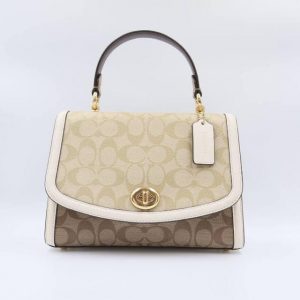 Coach Signature Tilly Top Handle 2302 Satchel Bag In Light Khaki Chalk