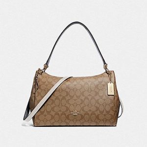Coach Signature Mia F28967 Shoulder Bag In Khaki Chalk