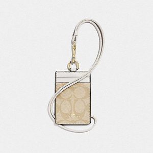 COACH LANYARD ID IN SIGNATURE CANVAS F63274 (IMITATION GOLD/LIGHT KHAKI/CHALK)