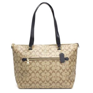 Coach Signature Gallery Tote F79609 In Khaki Black