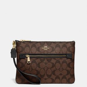 Coach Signature Gallery Pouch F79896 In Brown Black