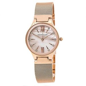 (PREORDER) Anne Klein Swarovski Crystal Accented Rose Gold-Tone Mesh Bracelet Watch AK-2418BMRG