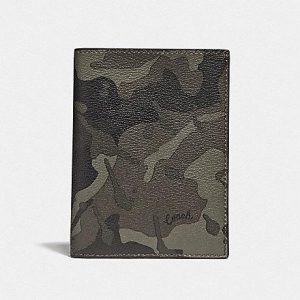 Coach Passport Case with Camo Print F77977 (Green/Black Antique Nickel)
