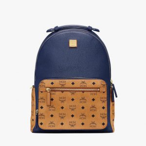 (PRE-ORDER) MCM Stark Backpack in Visetos Leather Block (Blue | Dark Sapphire)